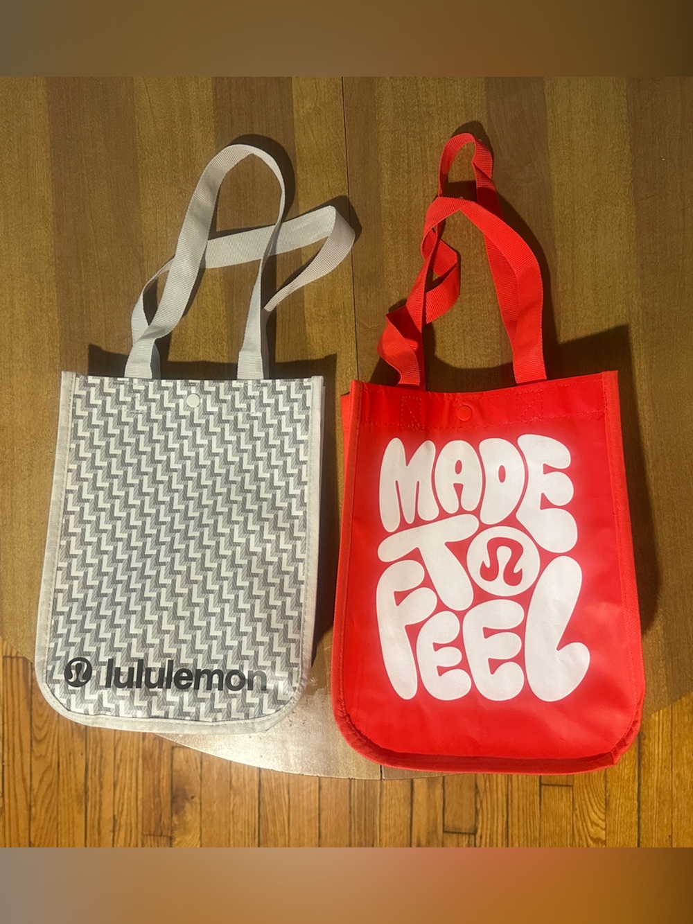 Lululemon Reusable Tote + Red 'Made to Feel' Tote - Set of 2